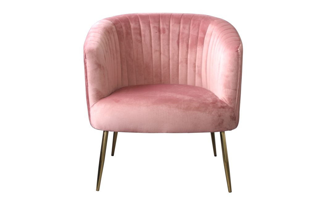 Perla Chair Velvet Fluted Back Gold Legs